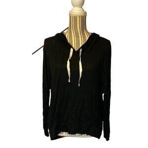 Heart & Hips Black Lightweight Hooded Long Sleeve Shirt Women Sz S